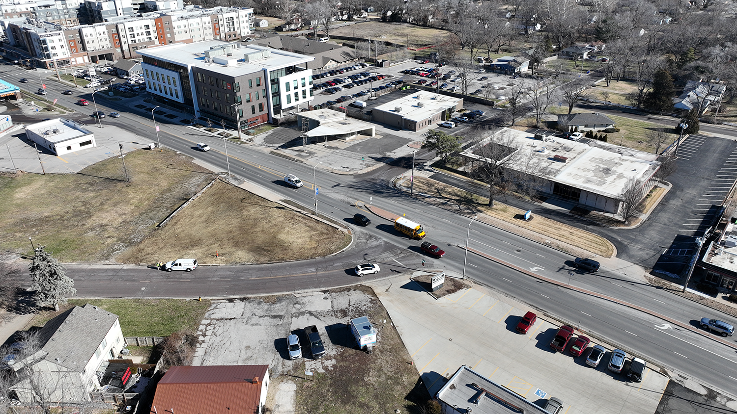 An aerial photo of 82nd Street and Metcalf Avenue.