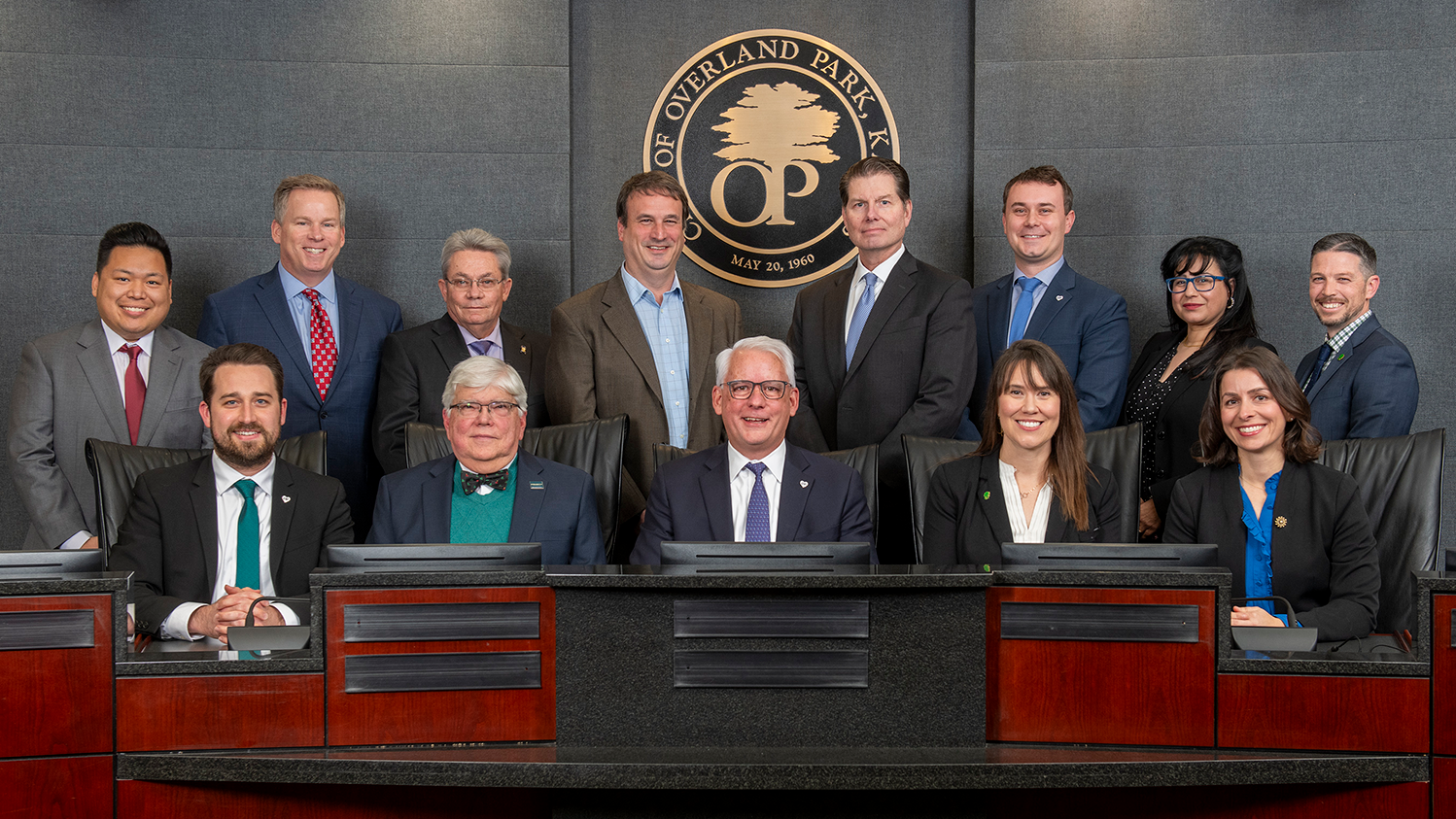 A formal posted photo of the Overland Park Governing Body.