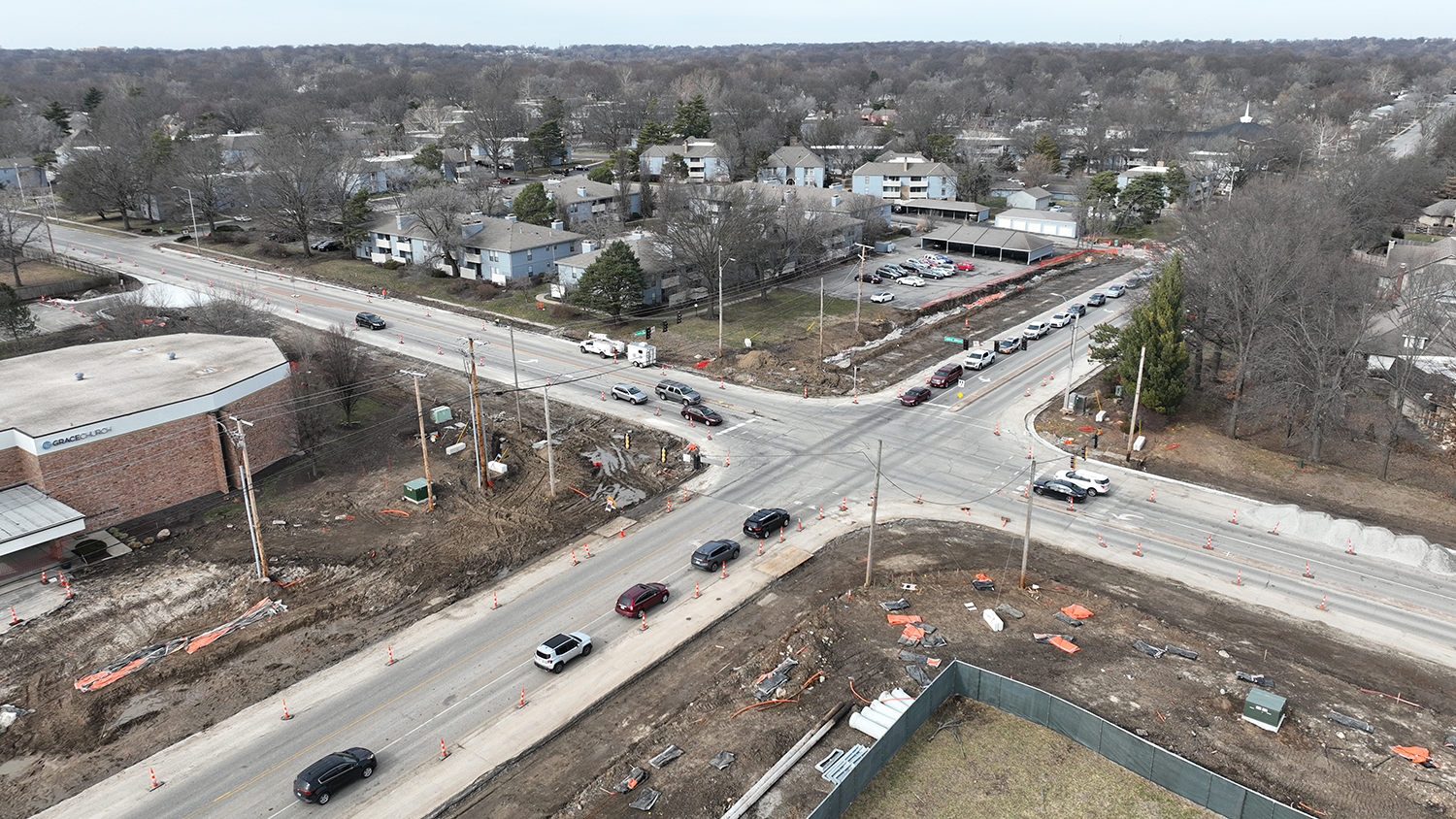An aerial photo shows the intersection of Antioch and 103rd Street.
