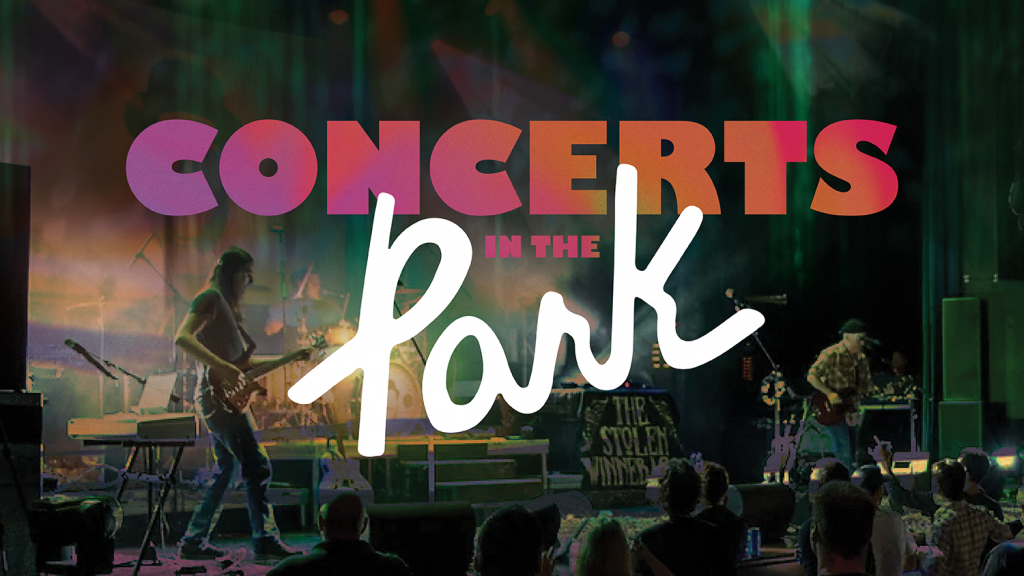 Event graphic that reads "Concerts in the Park."