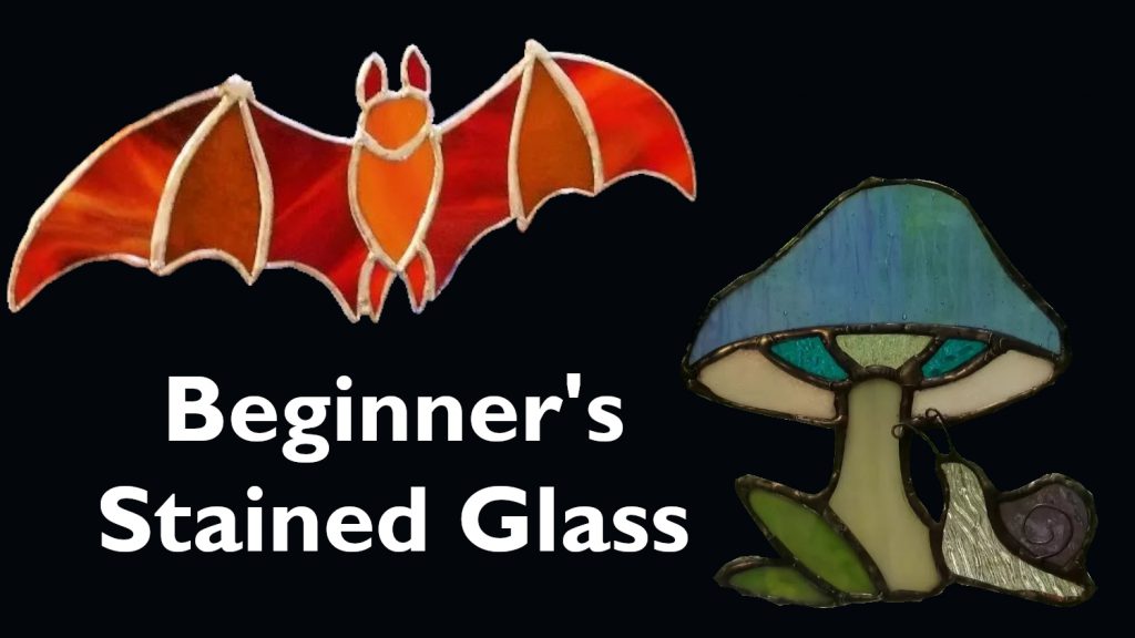 Event graphic that reads "Beginner's Stained Glass" and features a stained glass bat and mushroom.