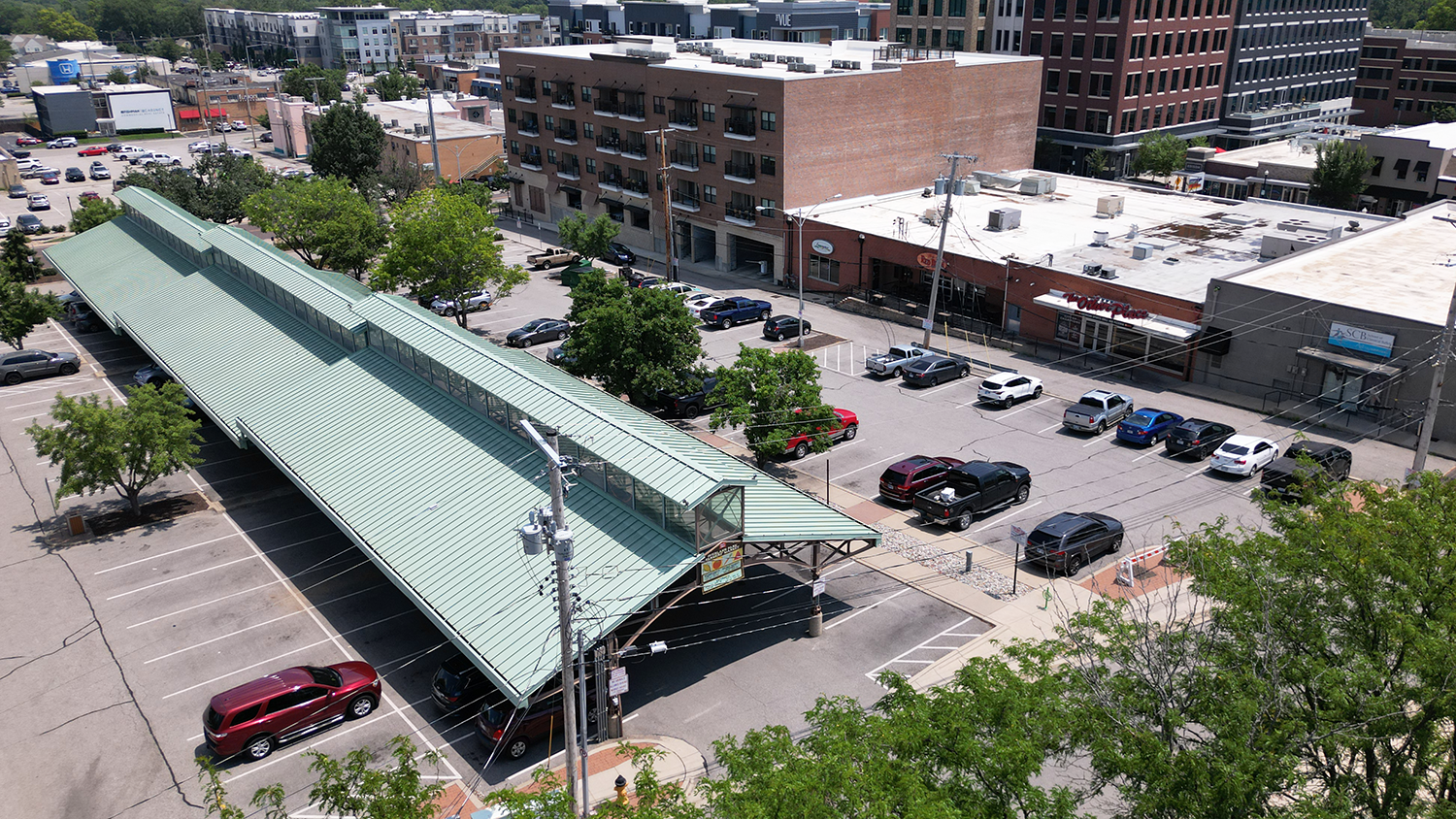 Aerial view of the Overland Park Farmers' Market.