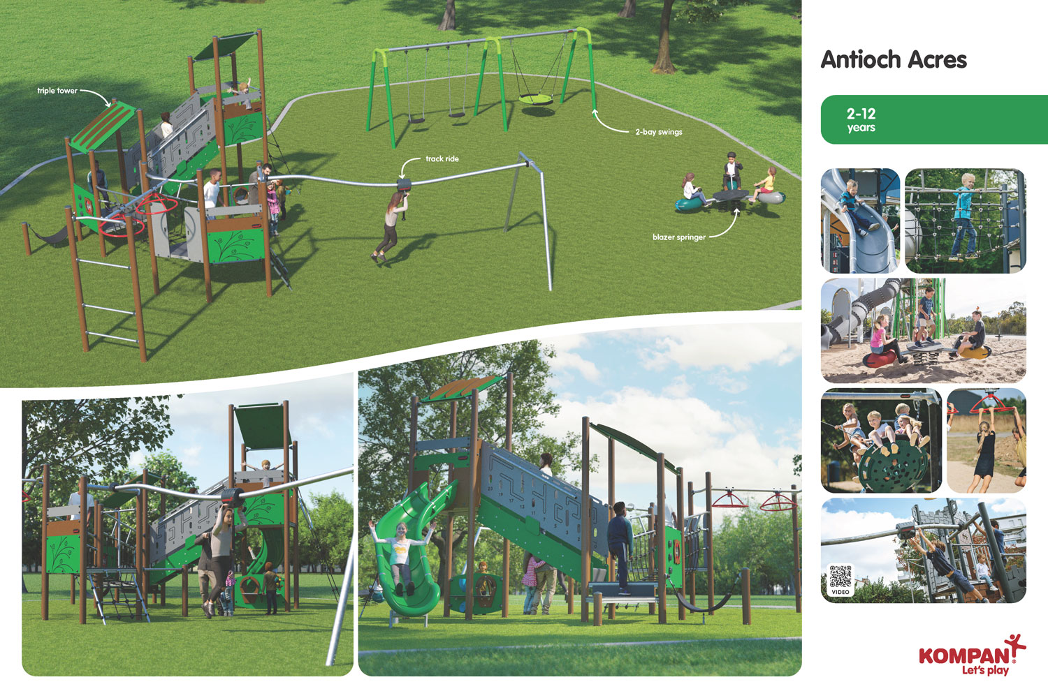 Rendering of playground equipment at Antioch Acres.