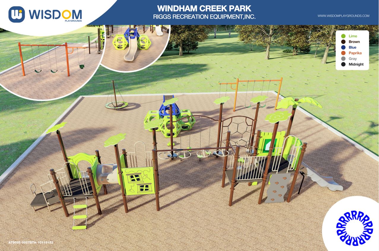 Rendering of equipment at Windham Creek Park.